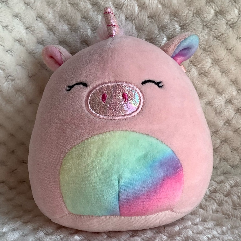 Kellytoy Squishmallows Plush Rainbow Pink Pig Unicorn Stuffed Animal Toy
